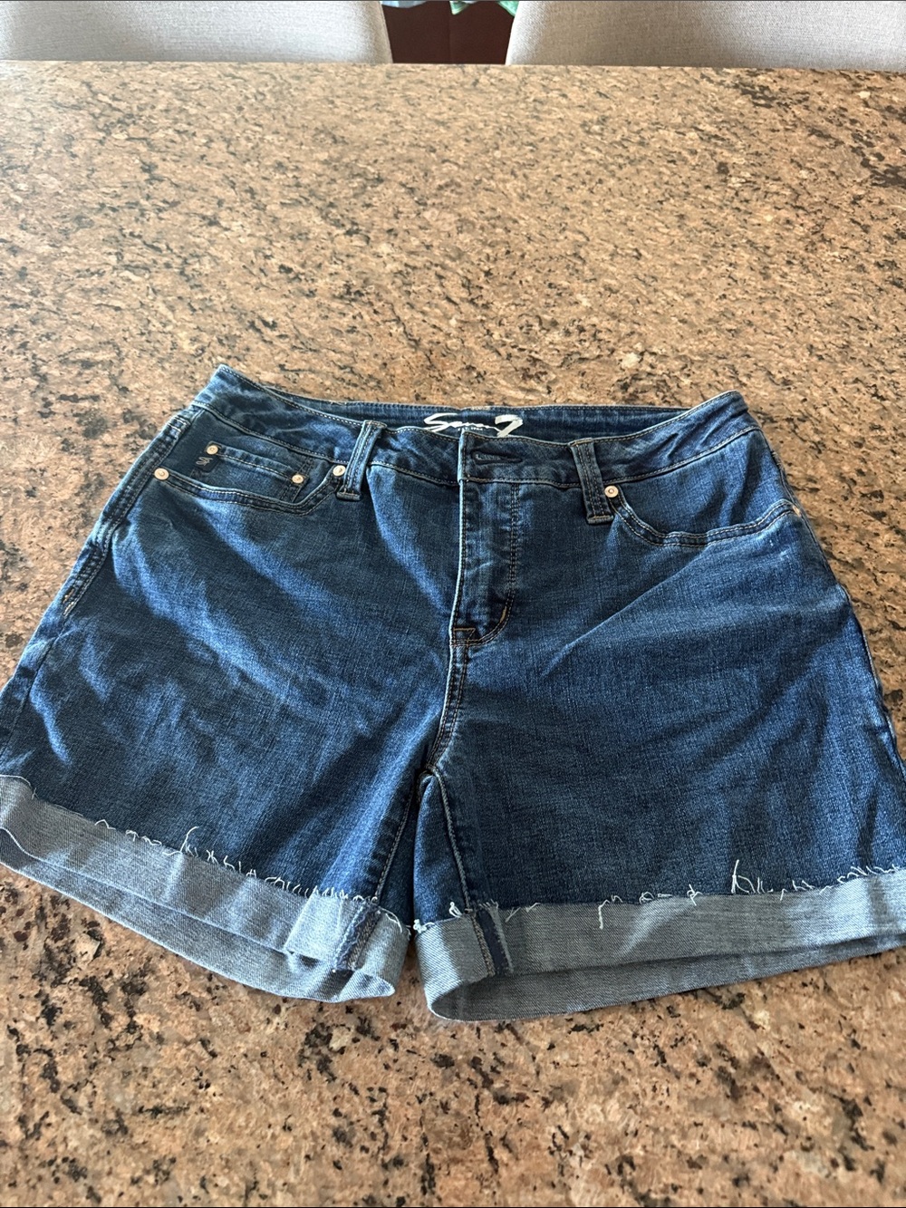 Seven7 Indigo Rolled Cuff Jean Shorts